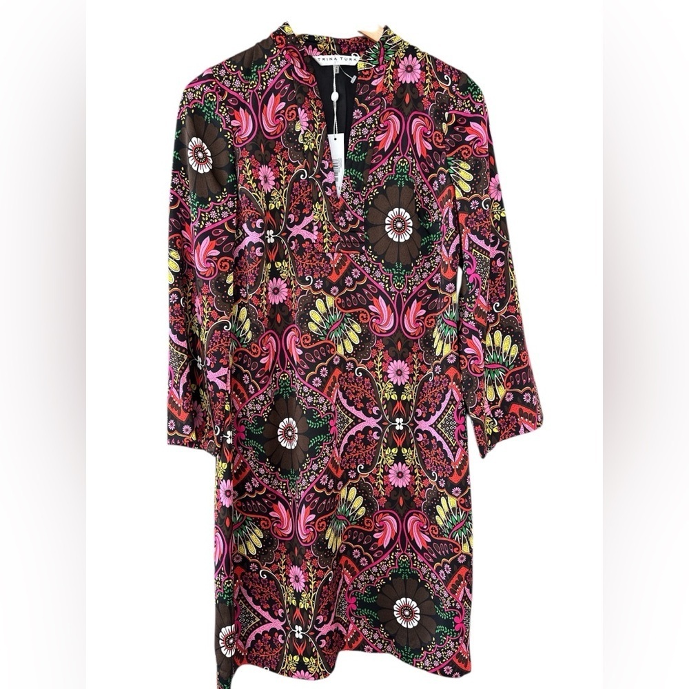 Trina Turk Christie Mod Print Long Sleeve Shift Dress - Picture 5 of 11